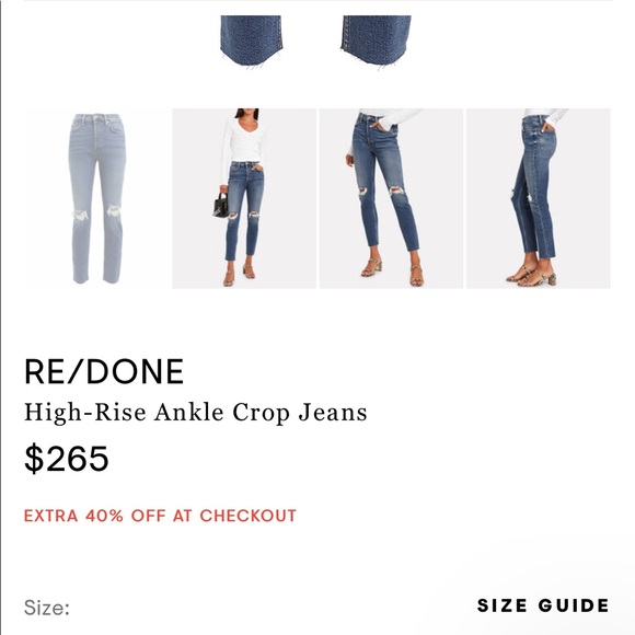 RE/Done Comfort Stretch Highrise Ankle Crop In Dusk Destroy - Picture 6 of 13